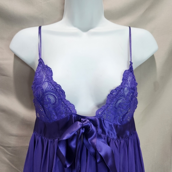 Victoria's Secret Sexy Purple Lace Sheer Babydoll Chemise Lingerie Dress - Picture 2 of 7